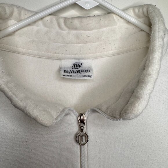 White Mäser Quarter Zip Cotton Fleece Sweater - Size 42 (US Medium) - Picture 6 of 9